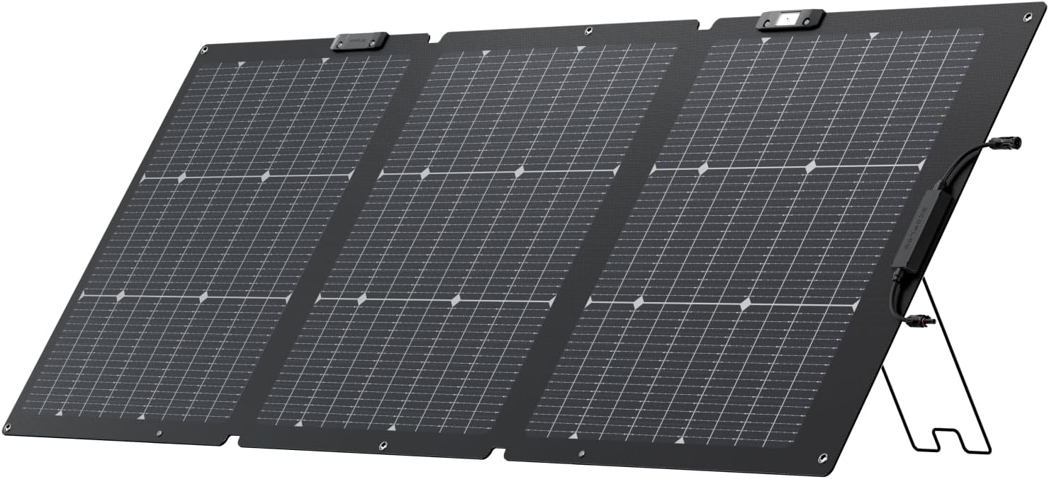 EF ECOFLOW 160 Watt Portable Solar Panel for Power Station  Foldable Solar Charger with Adjustable Kickstand  Waterproof IP68 for Outdoor Camping RV Off Grid System
