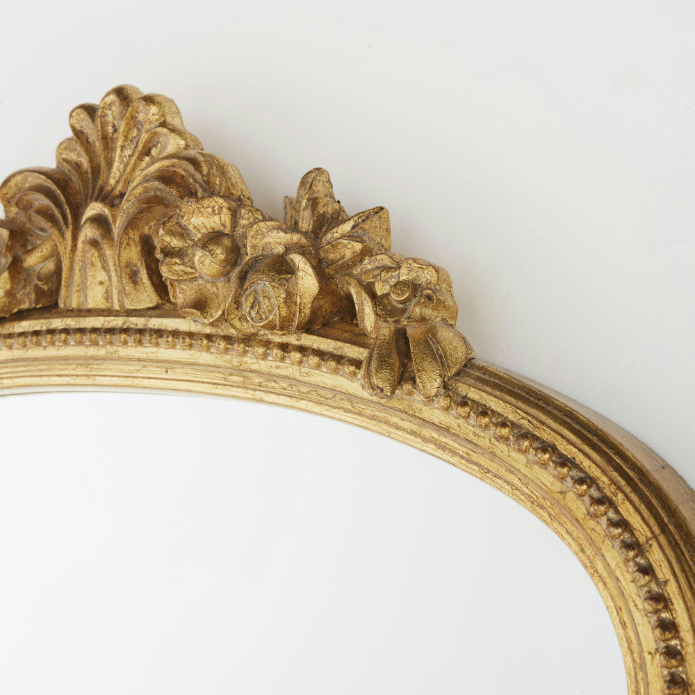 OMERA - Grand miroir rectangulaire à moulures dorées 168 x 64