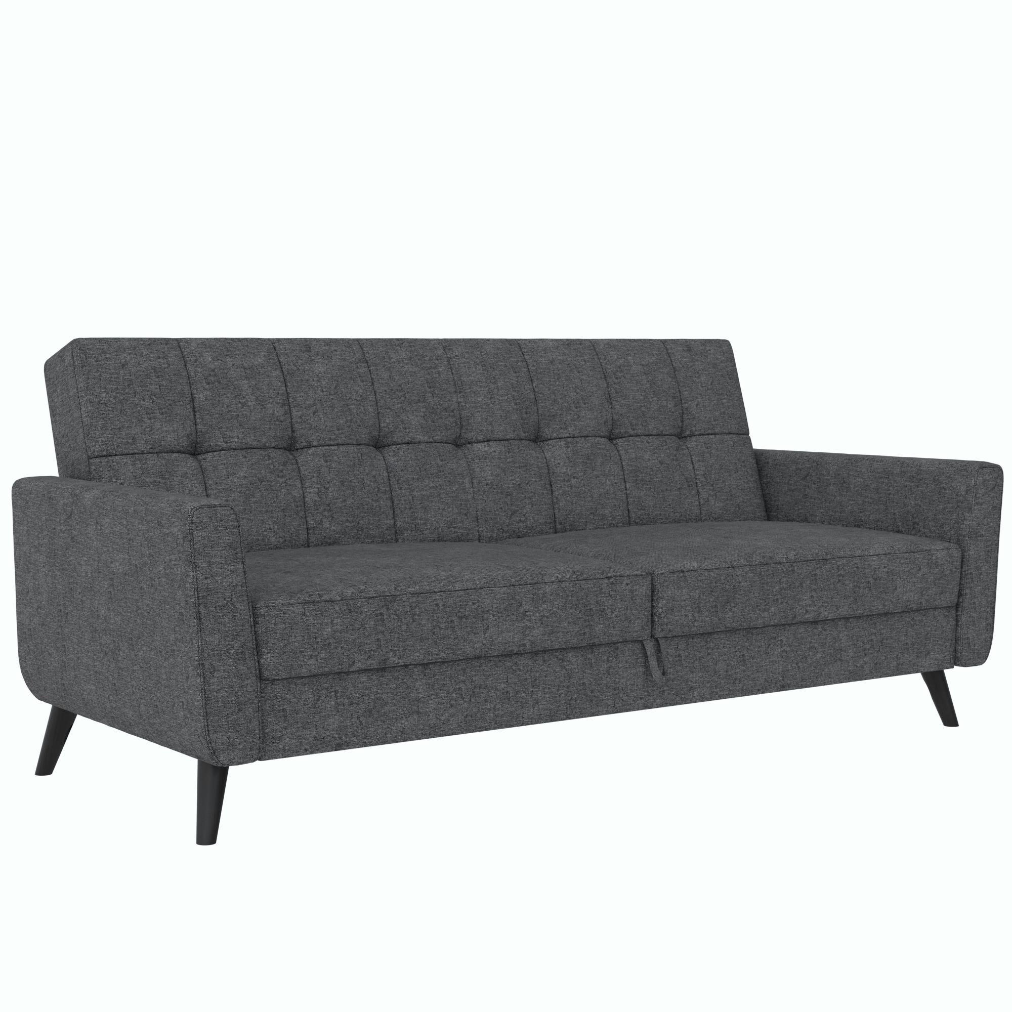 KERSWELL - Canapé 3 places avec rangement en tissu gris
