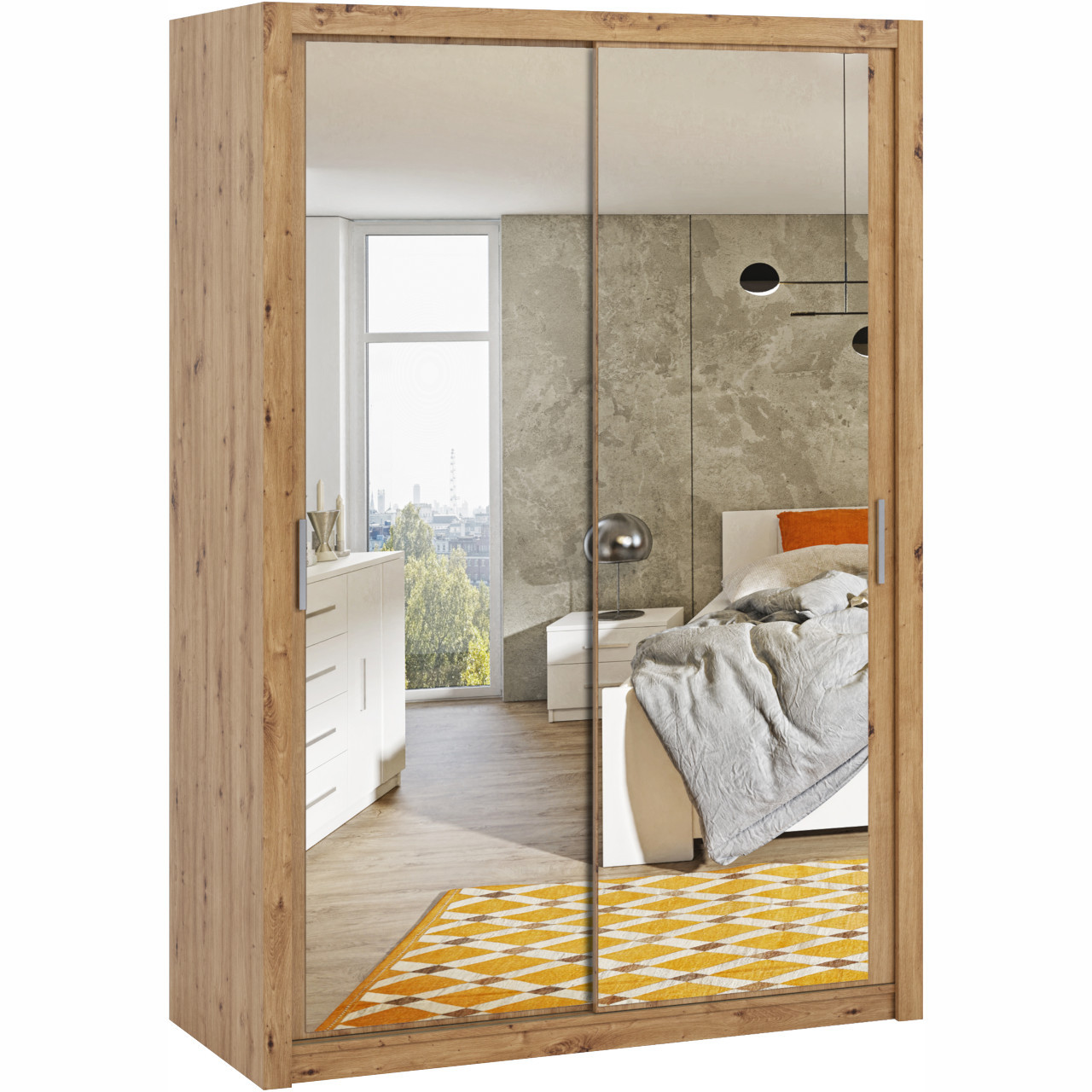 Szafa przesuwna z lustrem 150 BOSCO BO08 dąb artisan