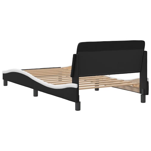 NNEVL Bed Frame with Headboard Black and White 107x203 cm Faux Leather