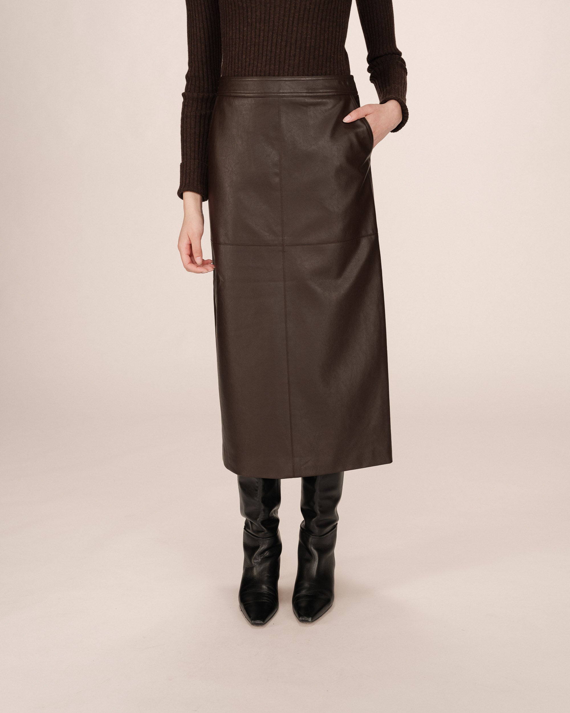 Jupe simili cuir chocolat Sirene