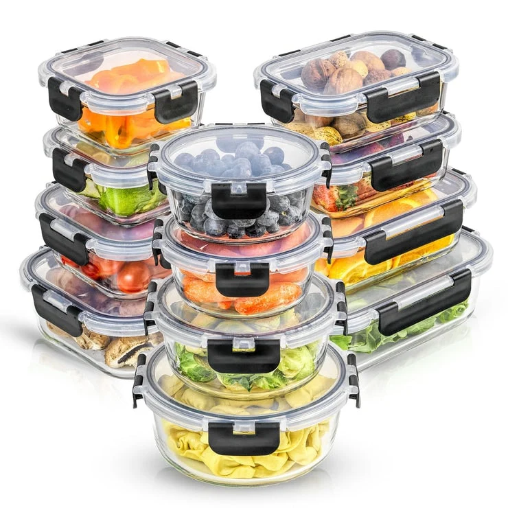 JoyFul 24 Piece Glass Food Storage Containers Set with Airtight Lids