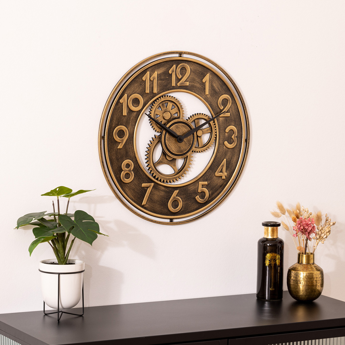 "Jacob" mechanical clock Metal, Wood, D.48 cm