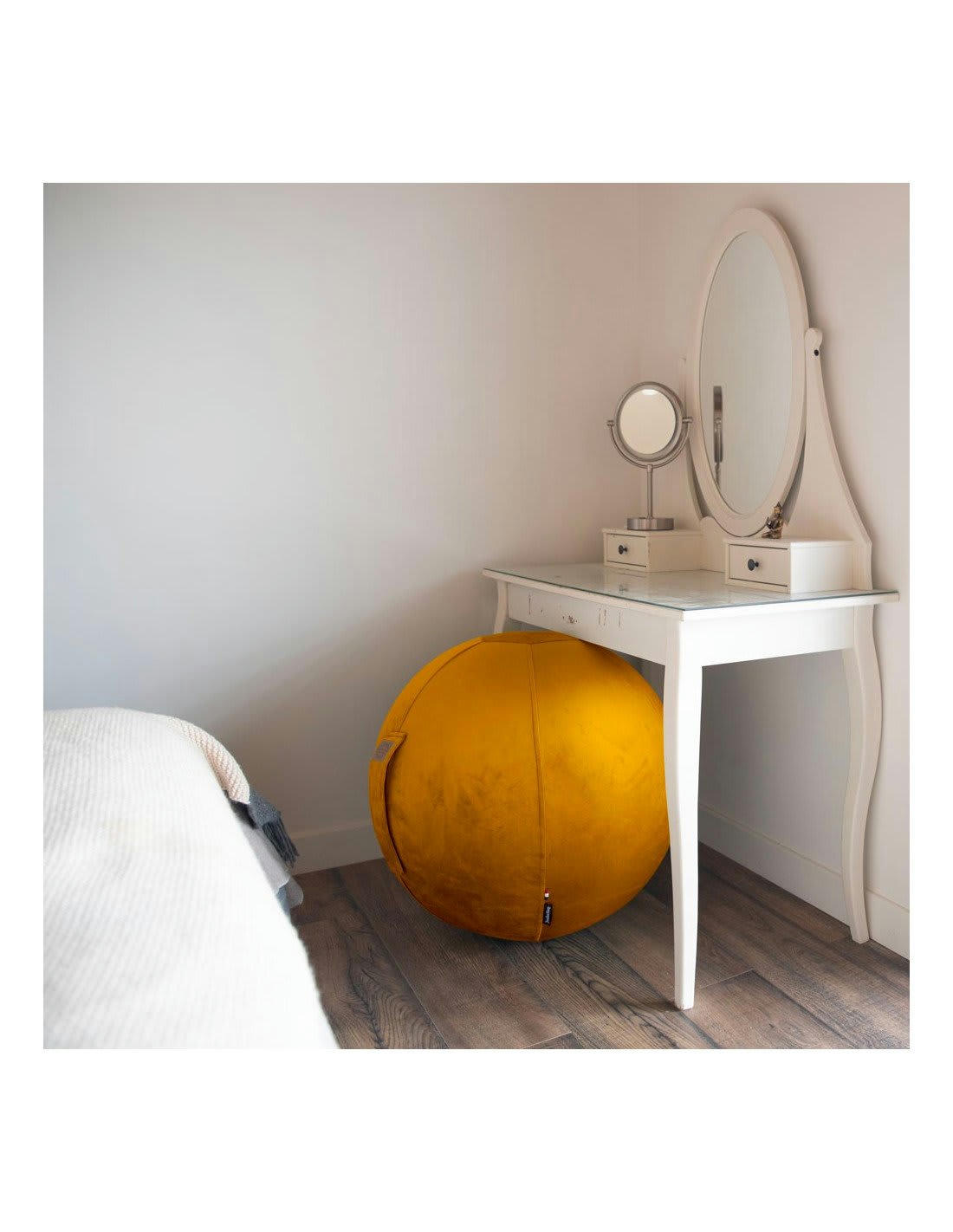 JUMBO CELESTE - Balle d'assise gonflable 65 cm enveloppe velours curry