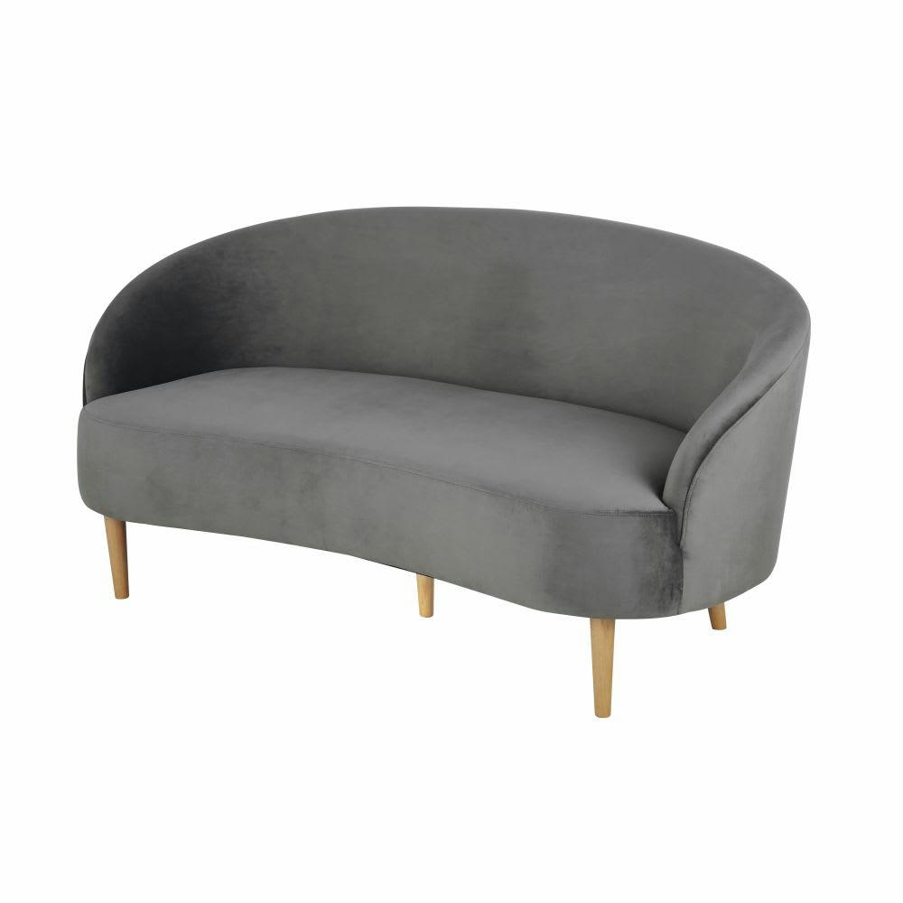 Spy - Canapé 2/3 places en velours gris