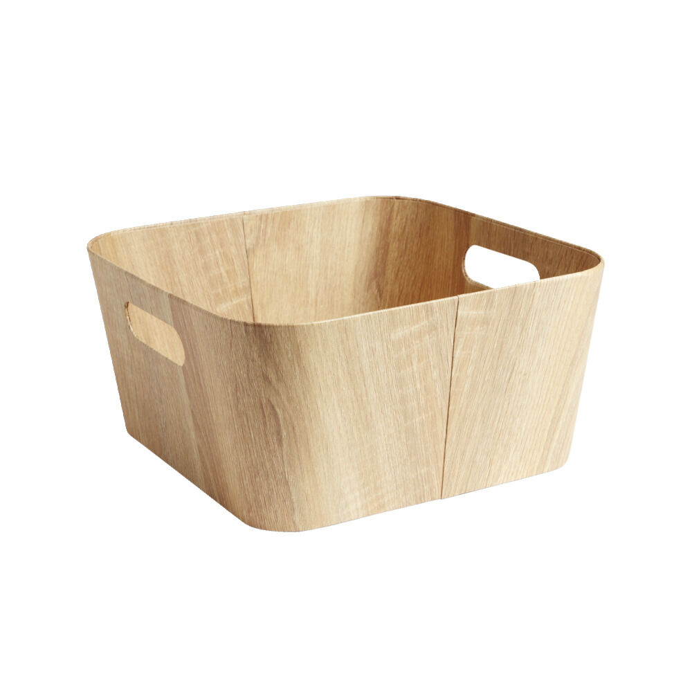 Panière carton et papier imitation bois 30x30xH15cm