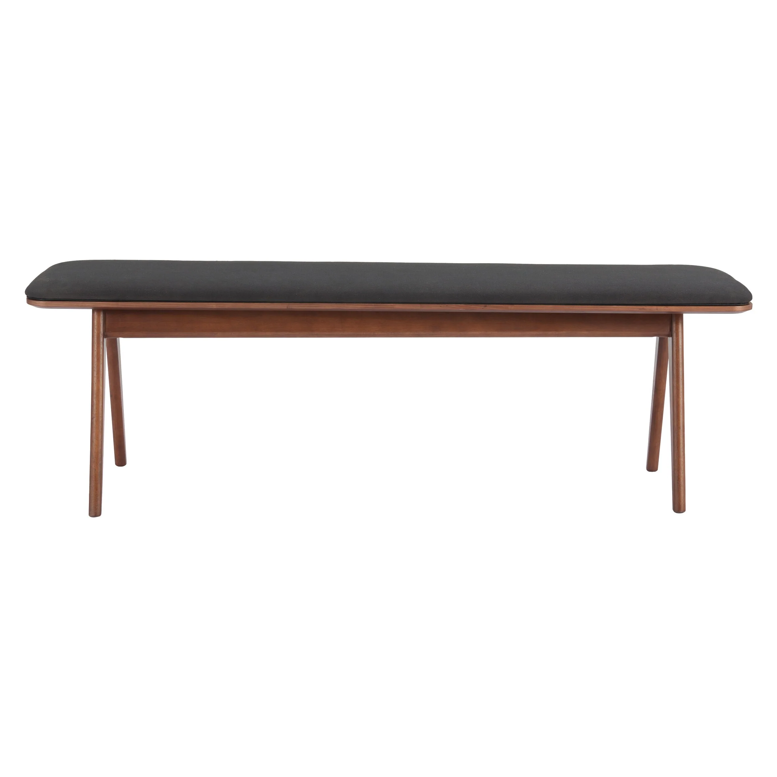 HomeRoots 59 Black Fabric Upholstered Wood Frame Bench - 59.1' X '18.7' X '13.8