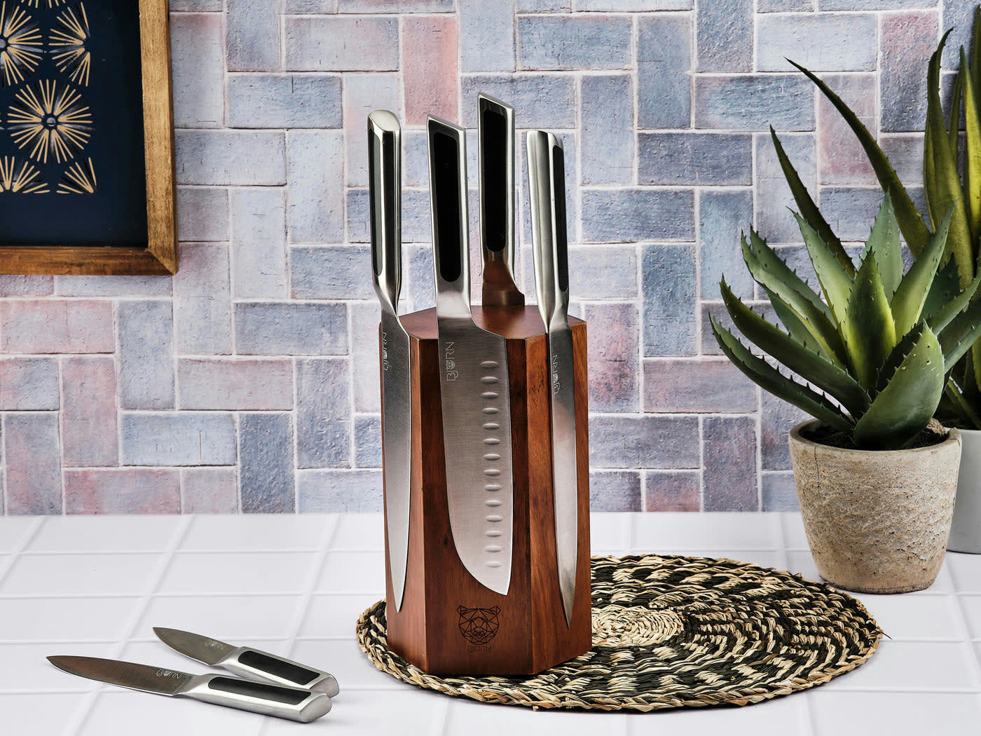 NUDE - Lot de 7 couteaux en inox noir