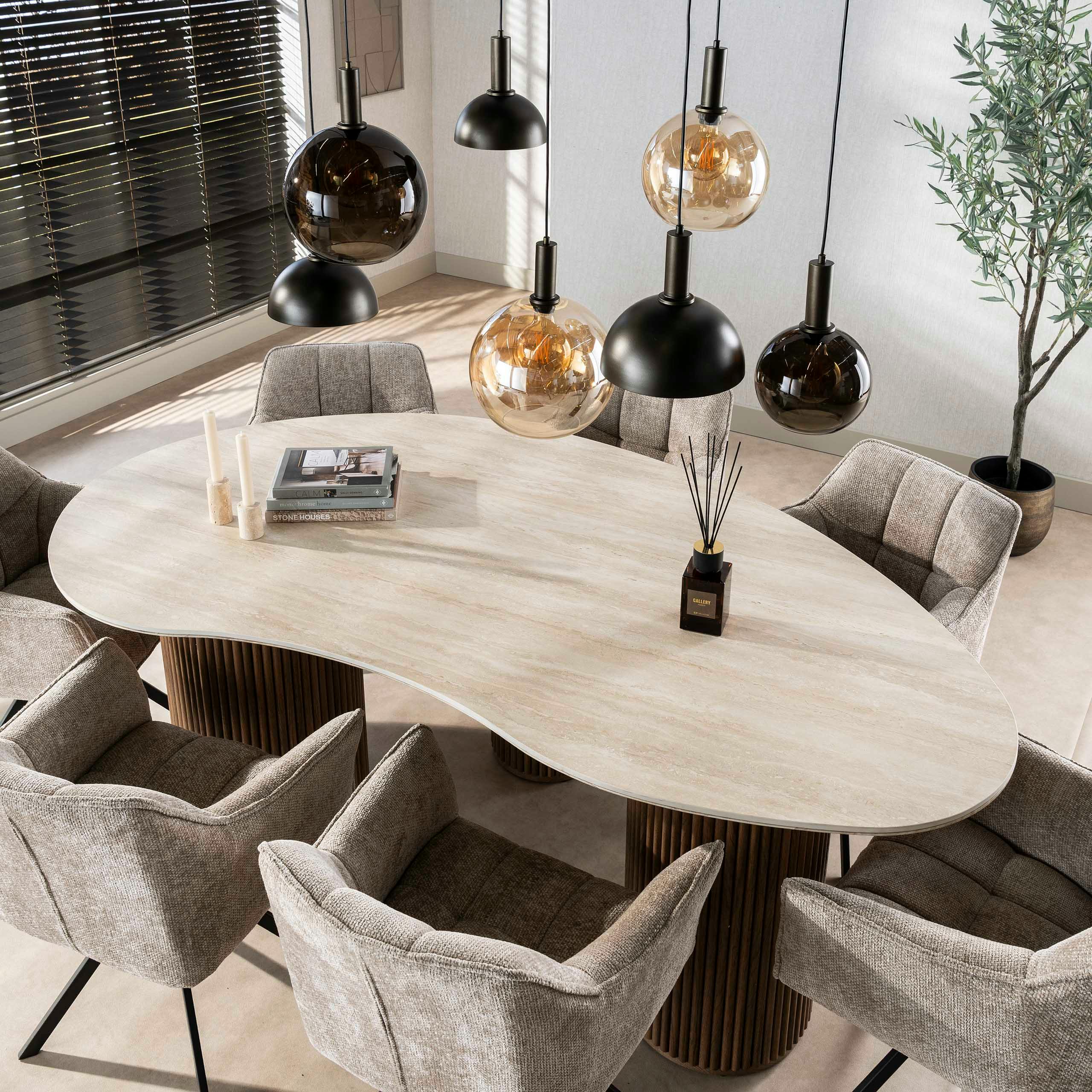 Table design céramique 3D effet travertin 215 cm ASCOLI