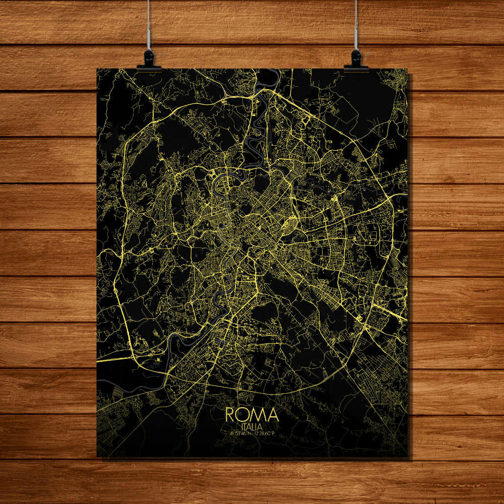 - Affiche Rome Carte Nuit 40x50