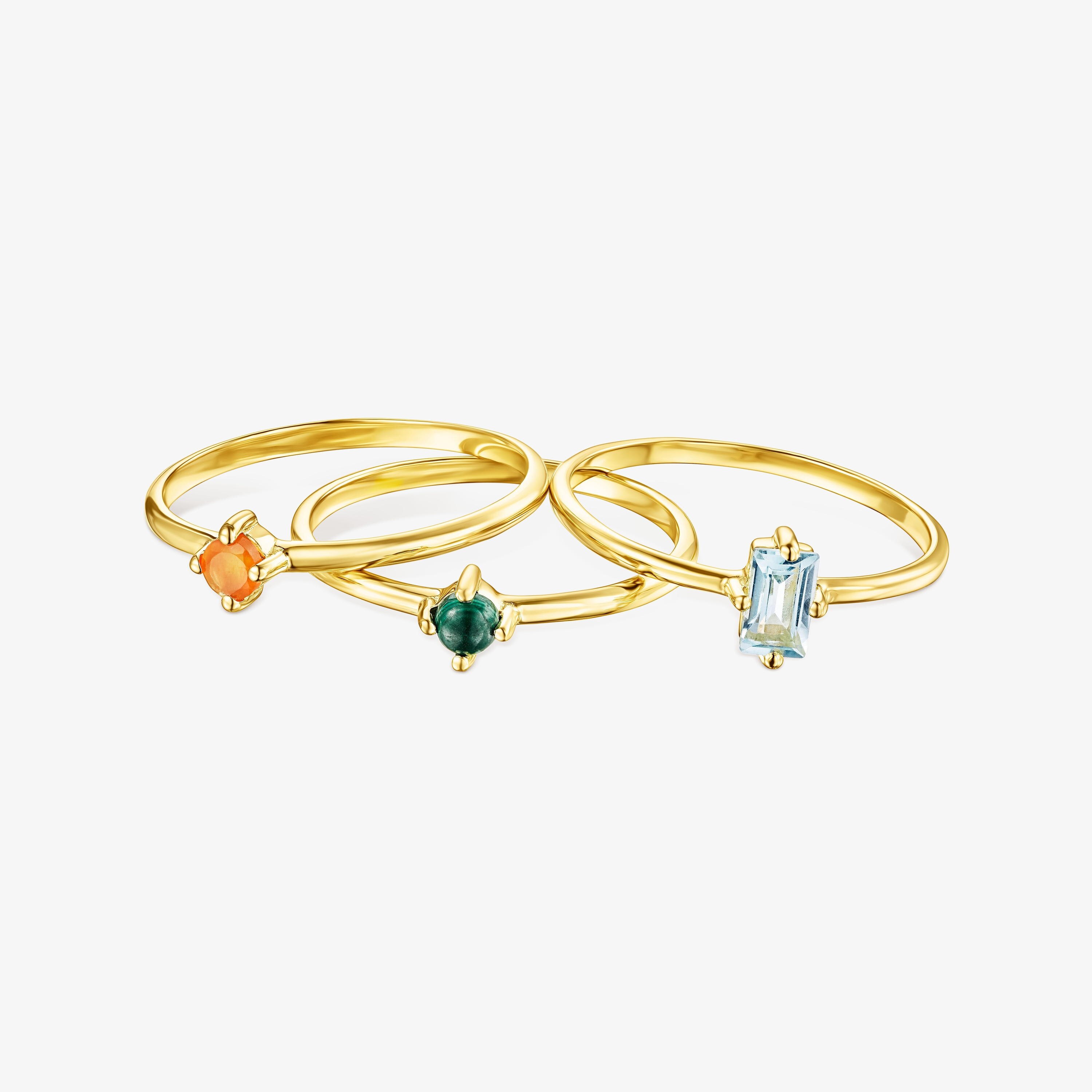 Pack de Anillos de plata vermeil y gemas TOUS Good Vibes