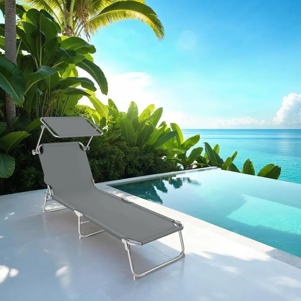 tectake Ligbed met 4 standen, Grijs