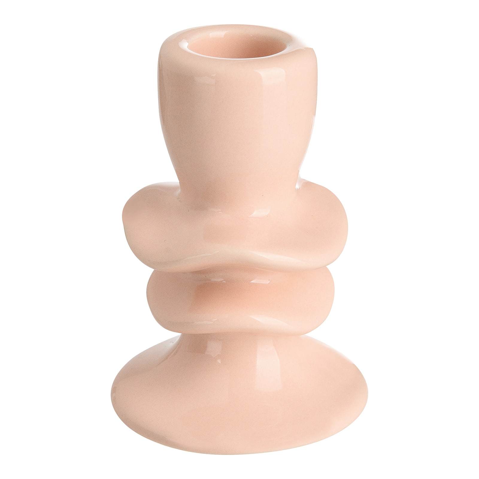 Stabkerzenhalter Welle Creme, ⌀ 6 cm, H 90 mm