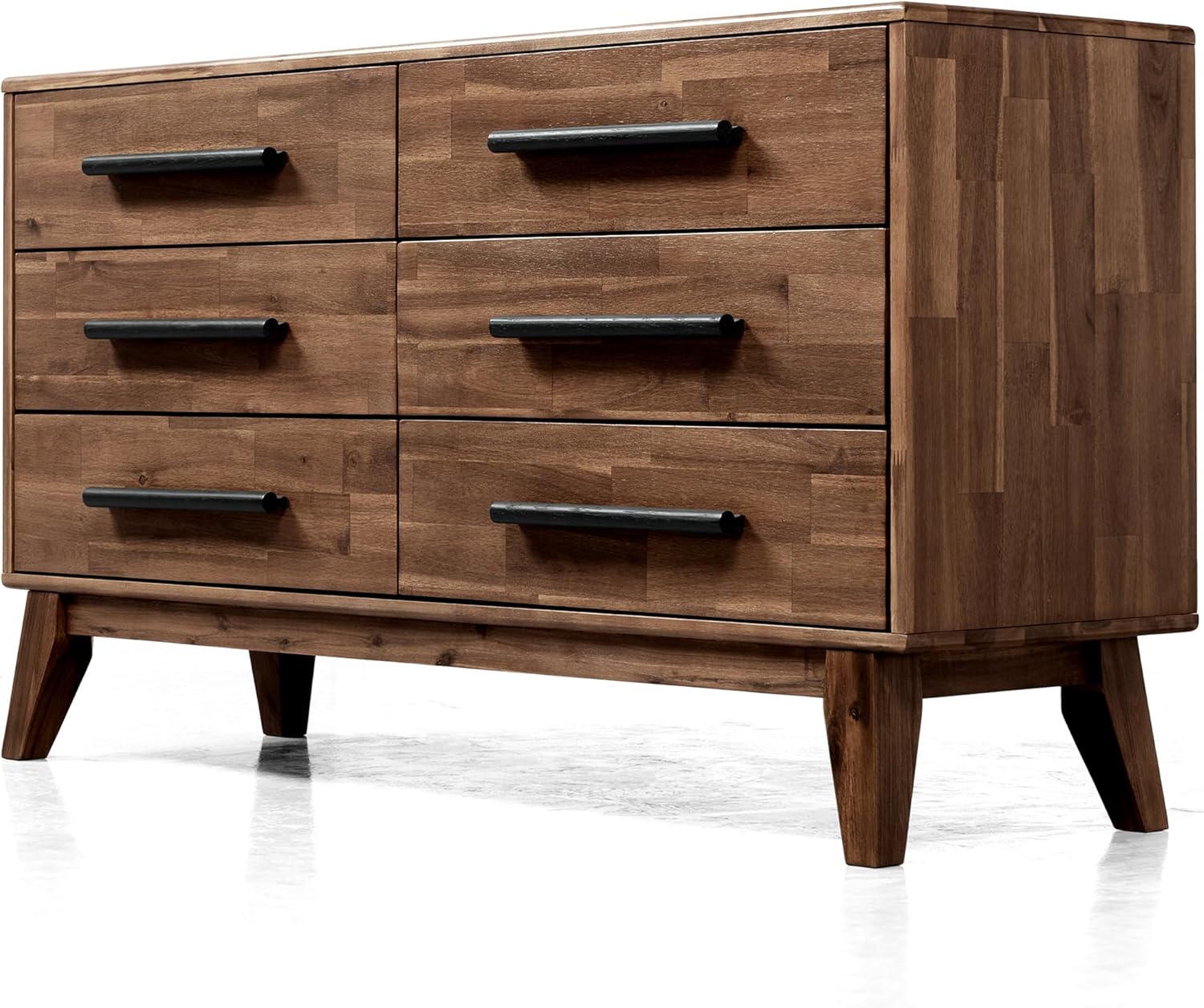 Acacia Legacy Dresser for Bedroom with 6 Drawers, Solid Wood Double Dresser for Bedroom, Living Room, Hallway, Walnut