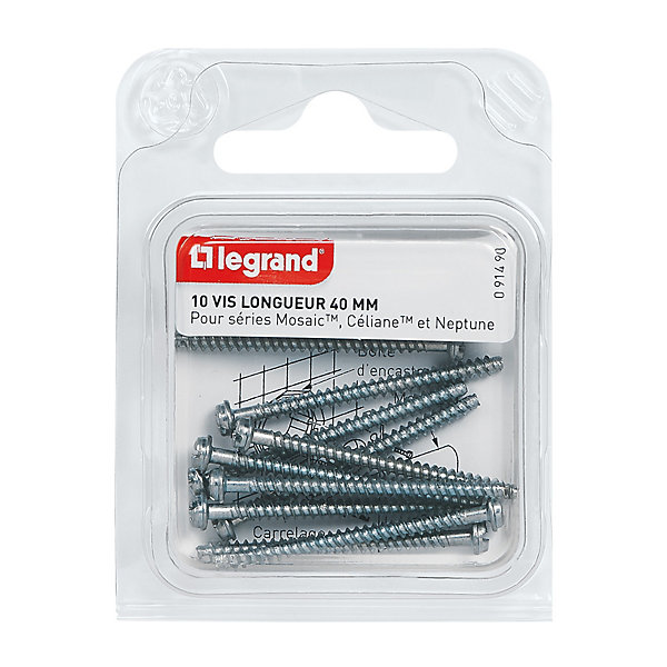 10 vis longues pour interrupteur Legrand
