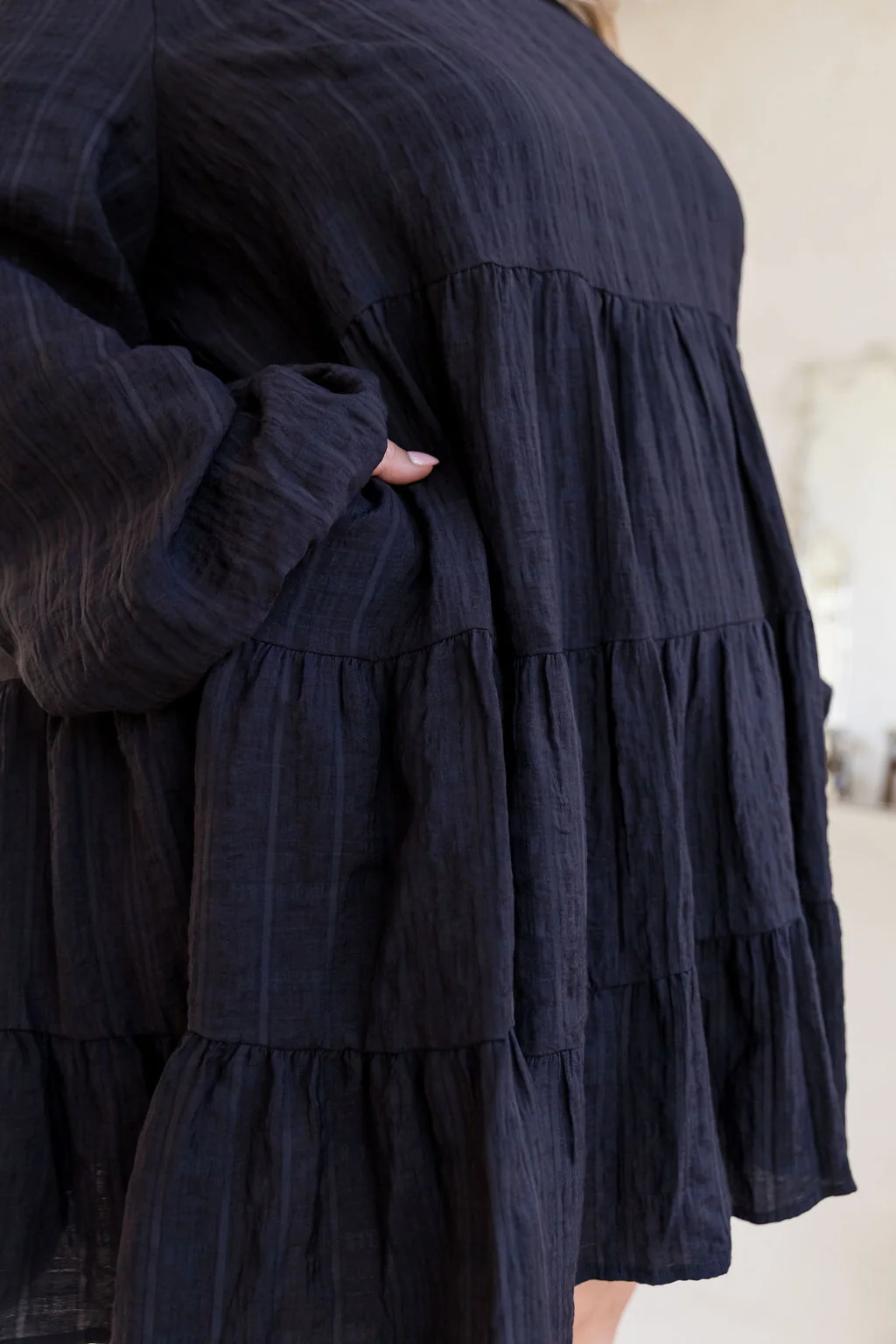 Long Sleeve Greta Dress in Black