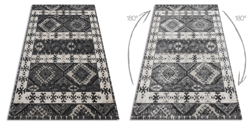 Dywan nowoczesny MUNDO E0651 etniczny outdoor beż / czarny 80x150 cm
