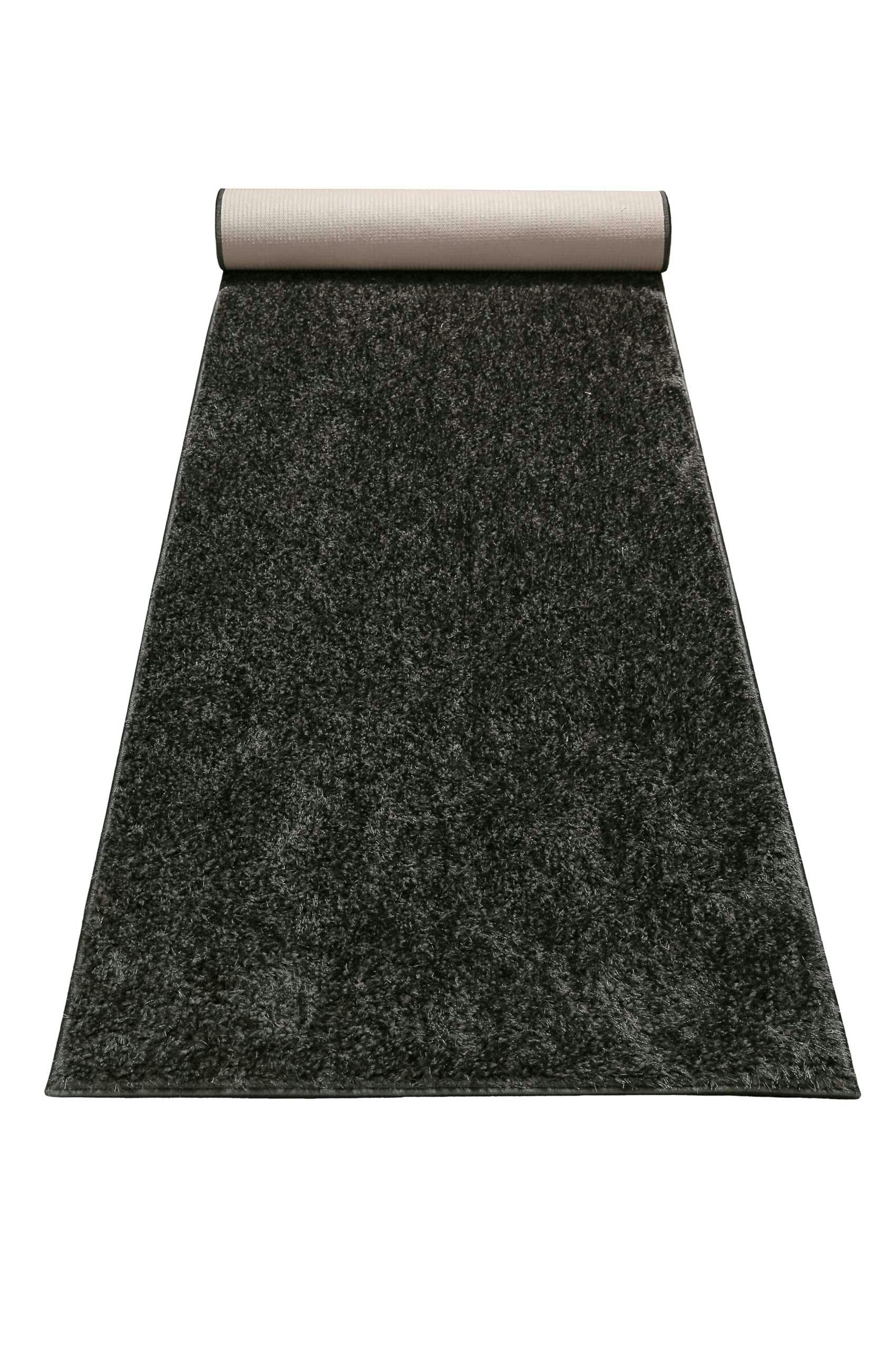 #SWAGGER SHAG - Tapis de couloir poils longs doux brillant gris anthracite 80x400