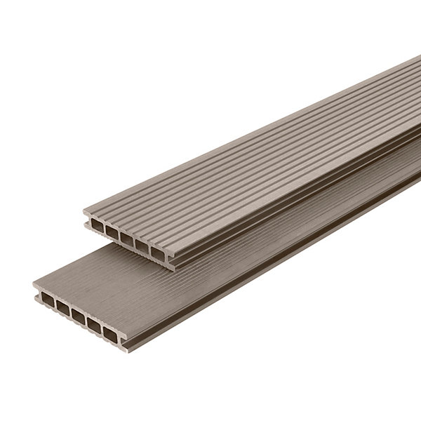 Lame de terrasse composite taupe Neva Klikstrom L. 220 cm x l. 14,5 cm, ép.21 mm