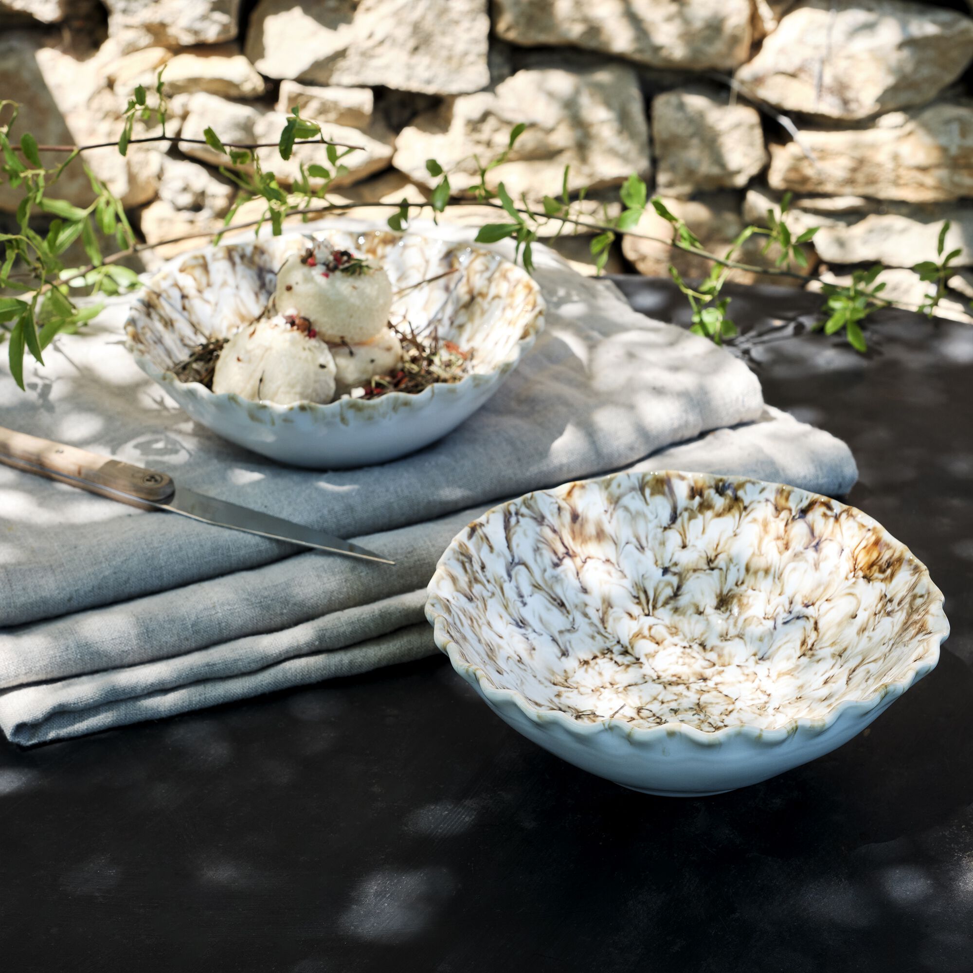 ALBA - Bol marbré en grès D18,5cm - beige alpilles