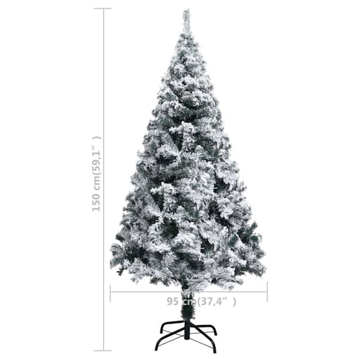 NNEVL Artificial Christmas Tree with Flocked Snow Green 150 m PVC