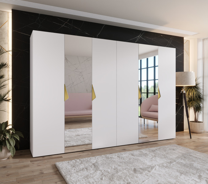 Szafa uchylna z lustrem SANDI 2 300 (2X150) wys 202 cm Biały   u Złoty