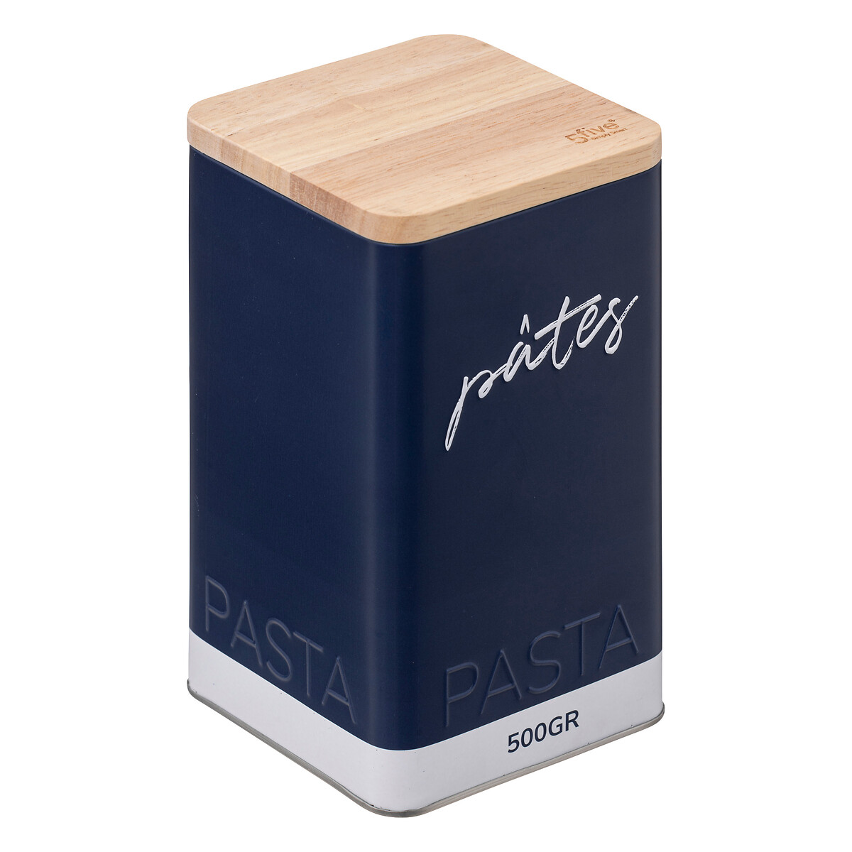 Lata azul em metal para pasta