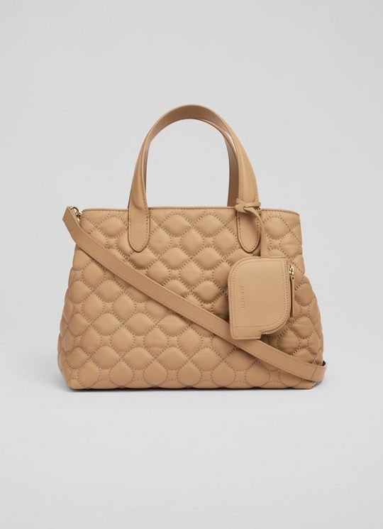 Juliette Camel Smooth Leather Quilted Tote Bag