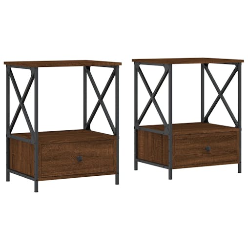 NNEVL Bedside Tables 2 pcs Brown Oak 50x41x65 cm Engineered Wood