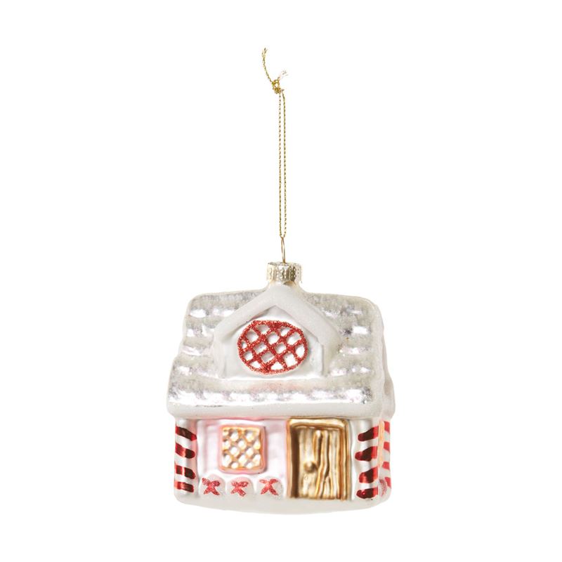 Christmas Fun Gingerbread House Antiqued Glass Decoration