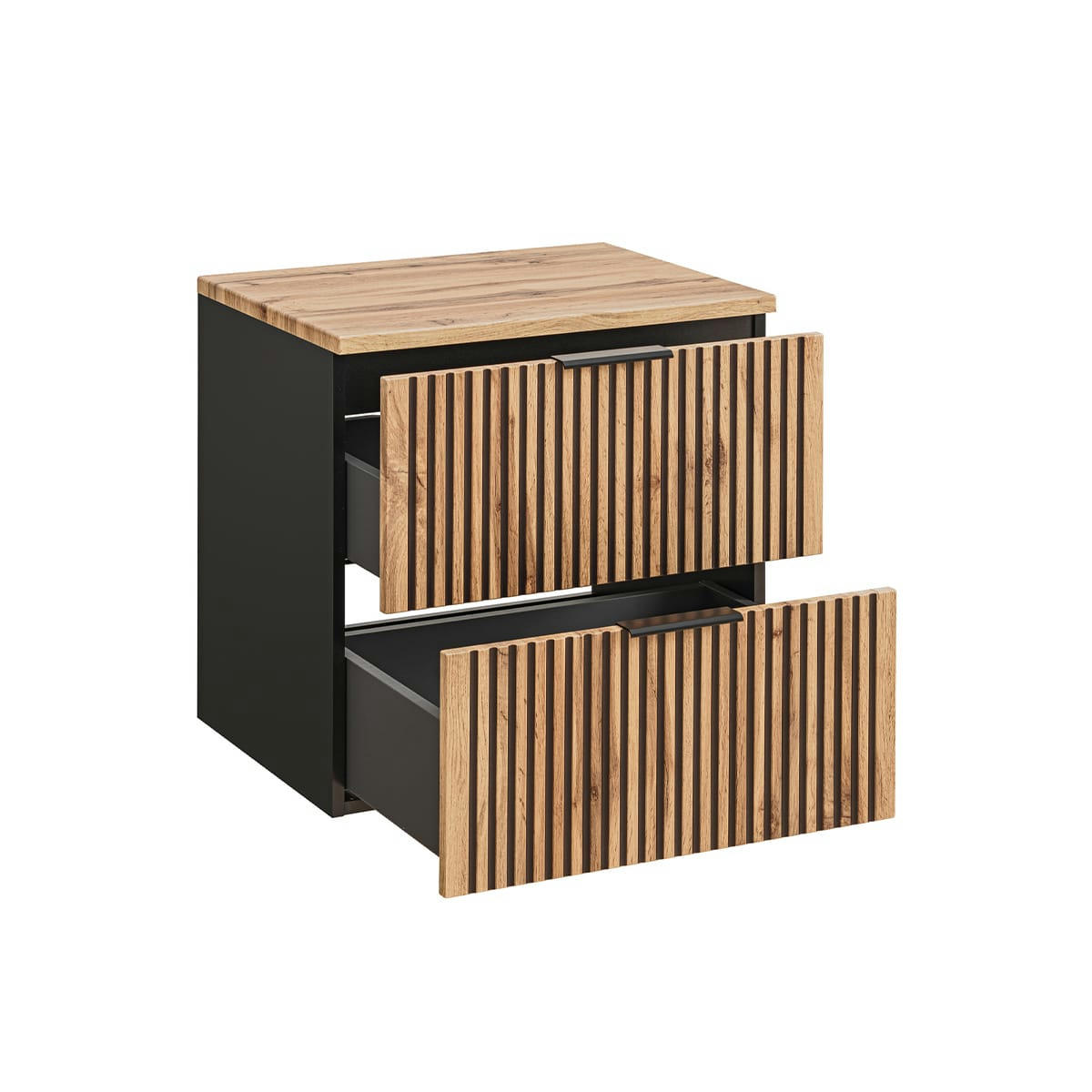 - Meuble sous-vasque 60cm plan de toilette naturel et noir