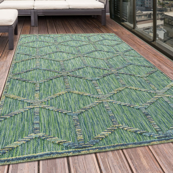 Dywan sznurkowy Bahama 3D romby zielony 80 cm x 250 cm