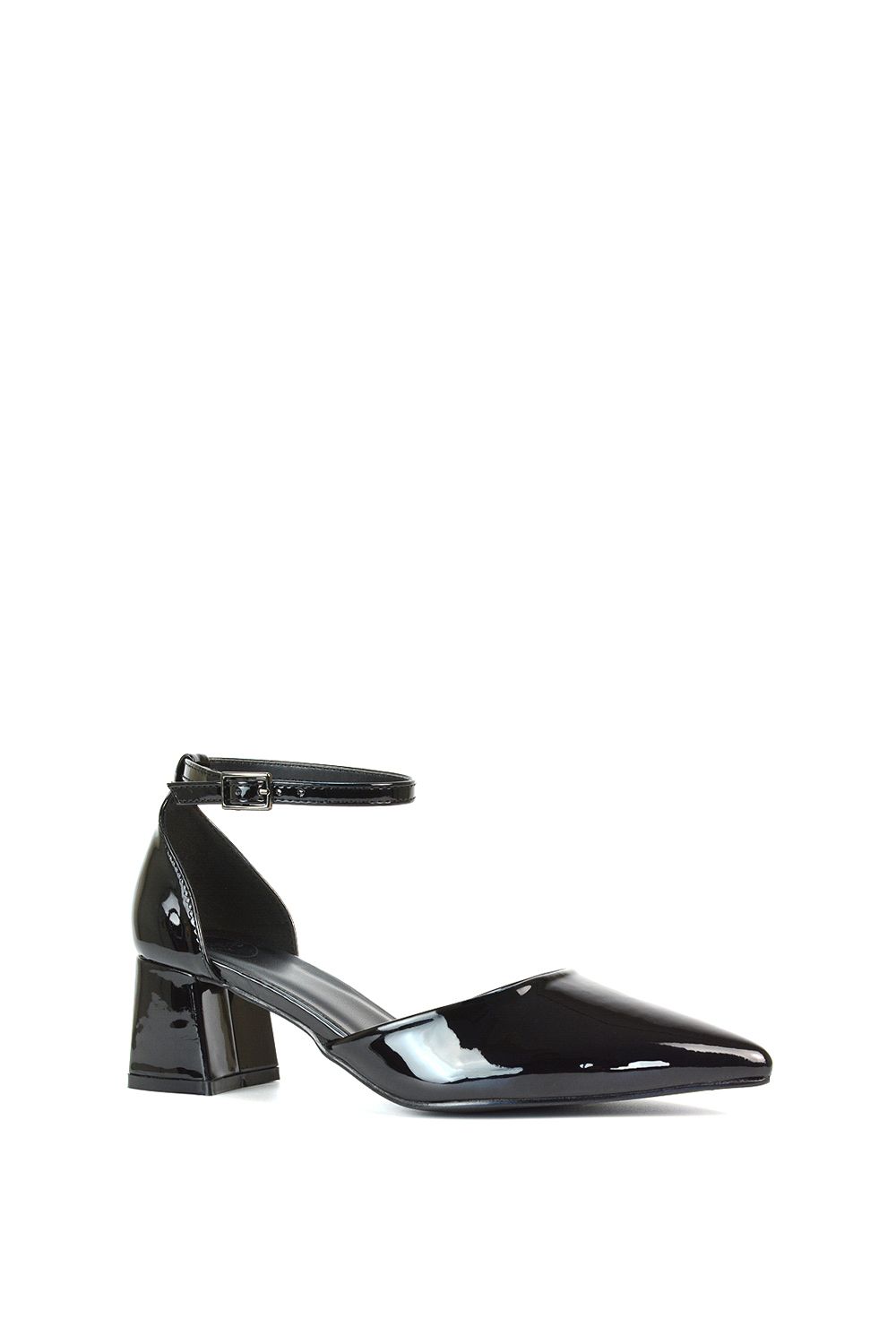 XY London Evie' Low Block Heel Court Shoes With Pointed Toe