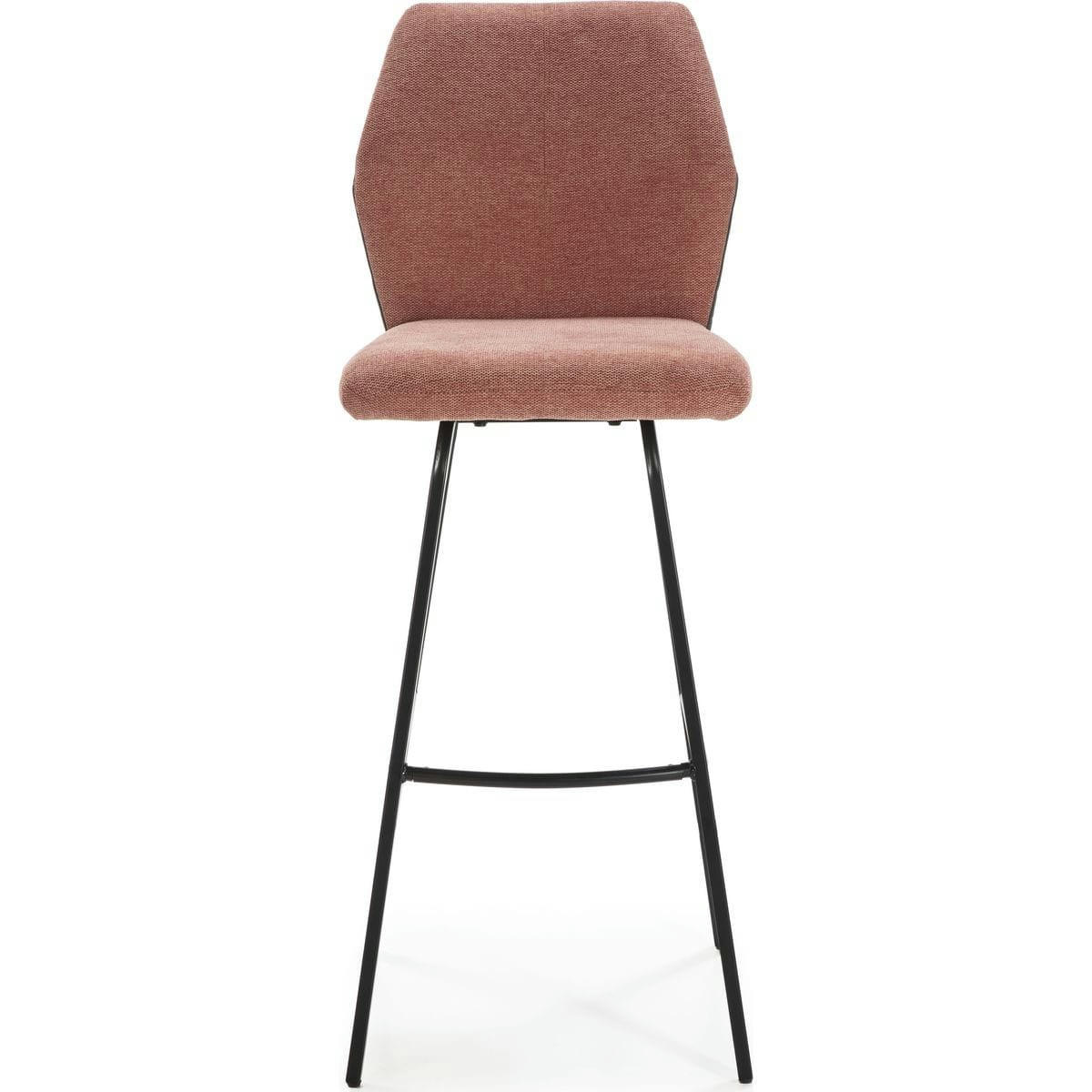 GARANCE - Lot de 2 tabourets de bar en tissu orange corail et simili cuir 75 cm