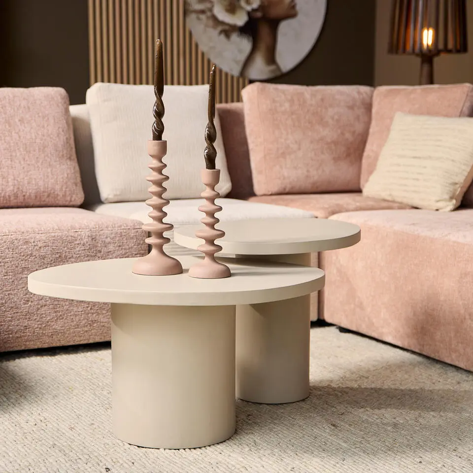 Salontafel Organisch Zandkleur Hout - Set van 2 - Mirre