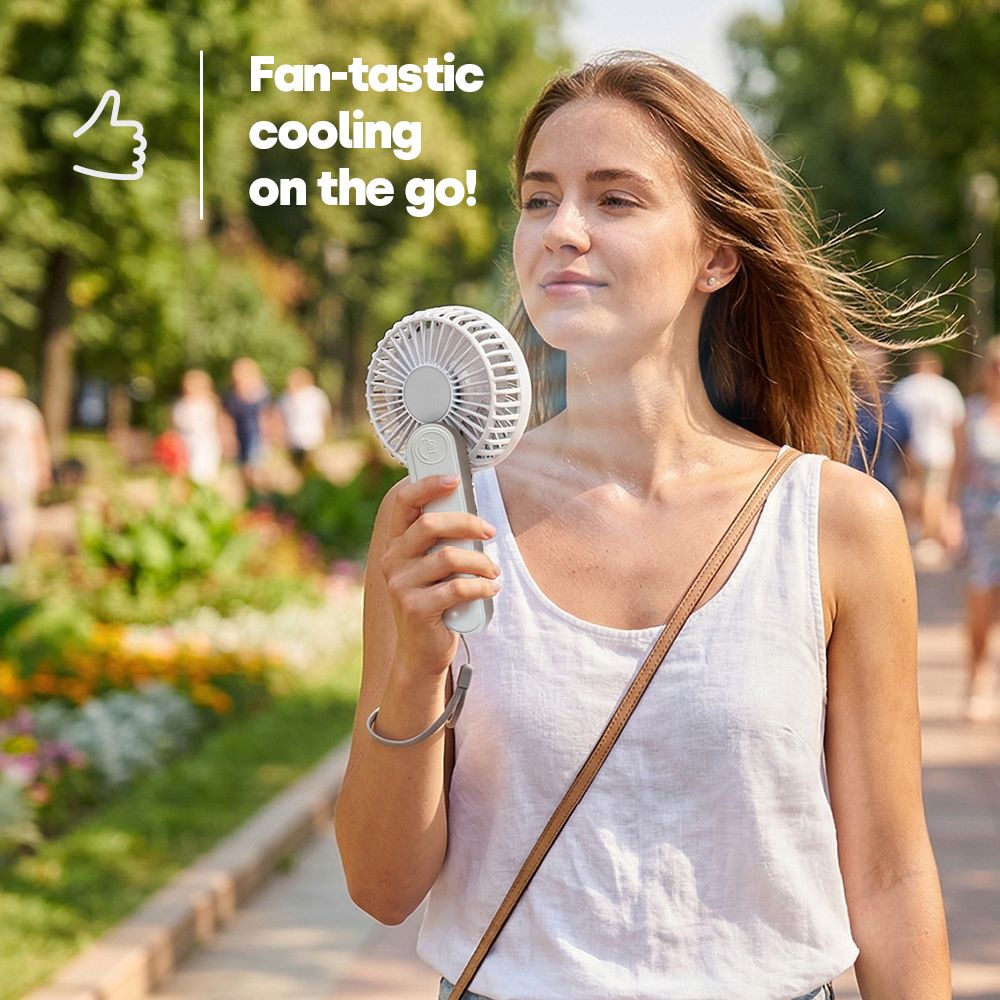 LIVIVO Handheld Mini Fan 3 Speed Settings Rechargeable Type-C USB White