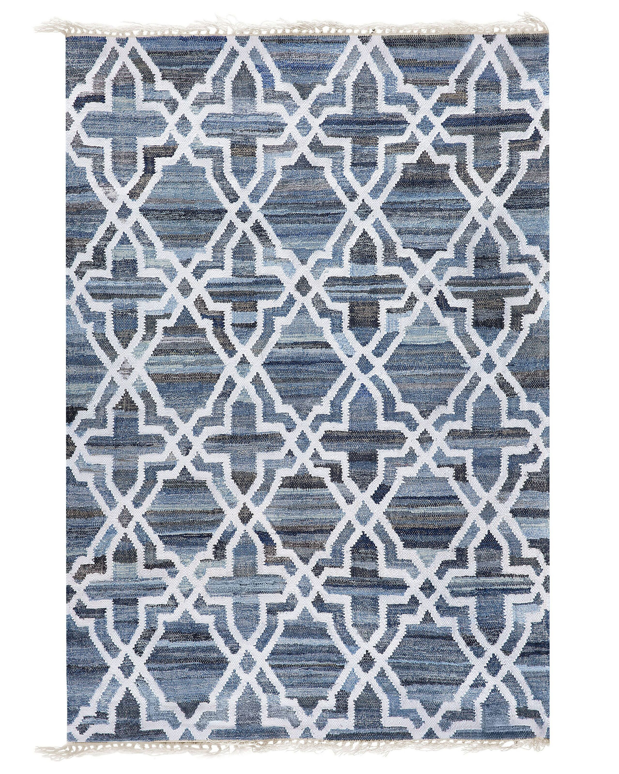 Dywan chodnik bawełna 140x200 cm niebieski
