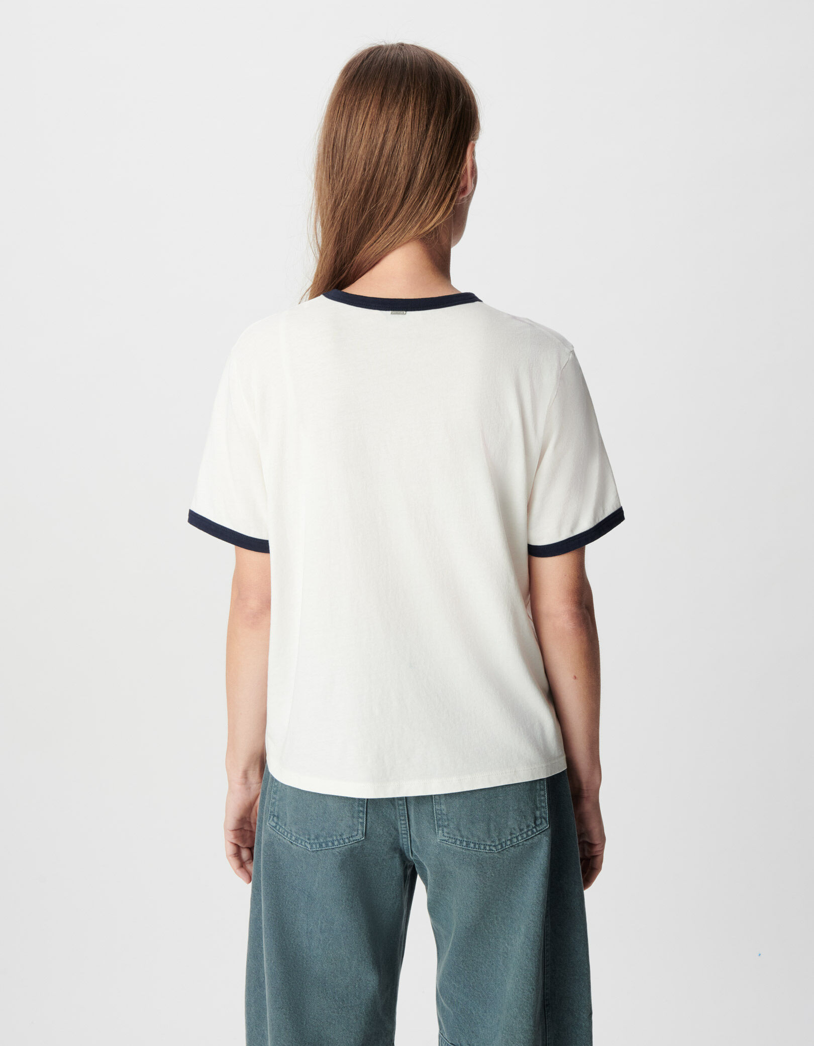 Tee-shirt col rond blanc coton bio message Femme