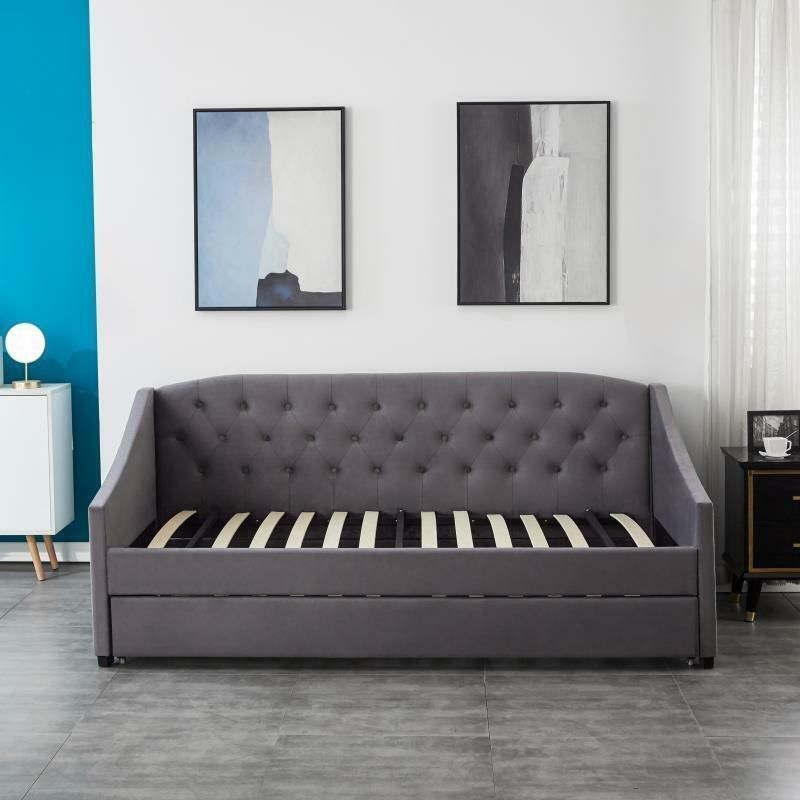 KOSY KOALA Daybed Velvet Sofa Bed With Underbed Trundle With 2 Mattresses