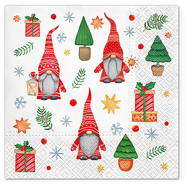 20 serviettes en papier 33 x 33 cm Gnomes Noel