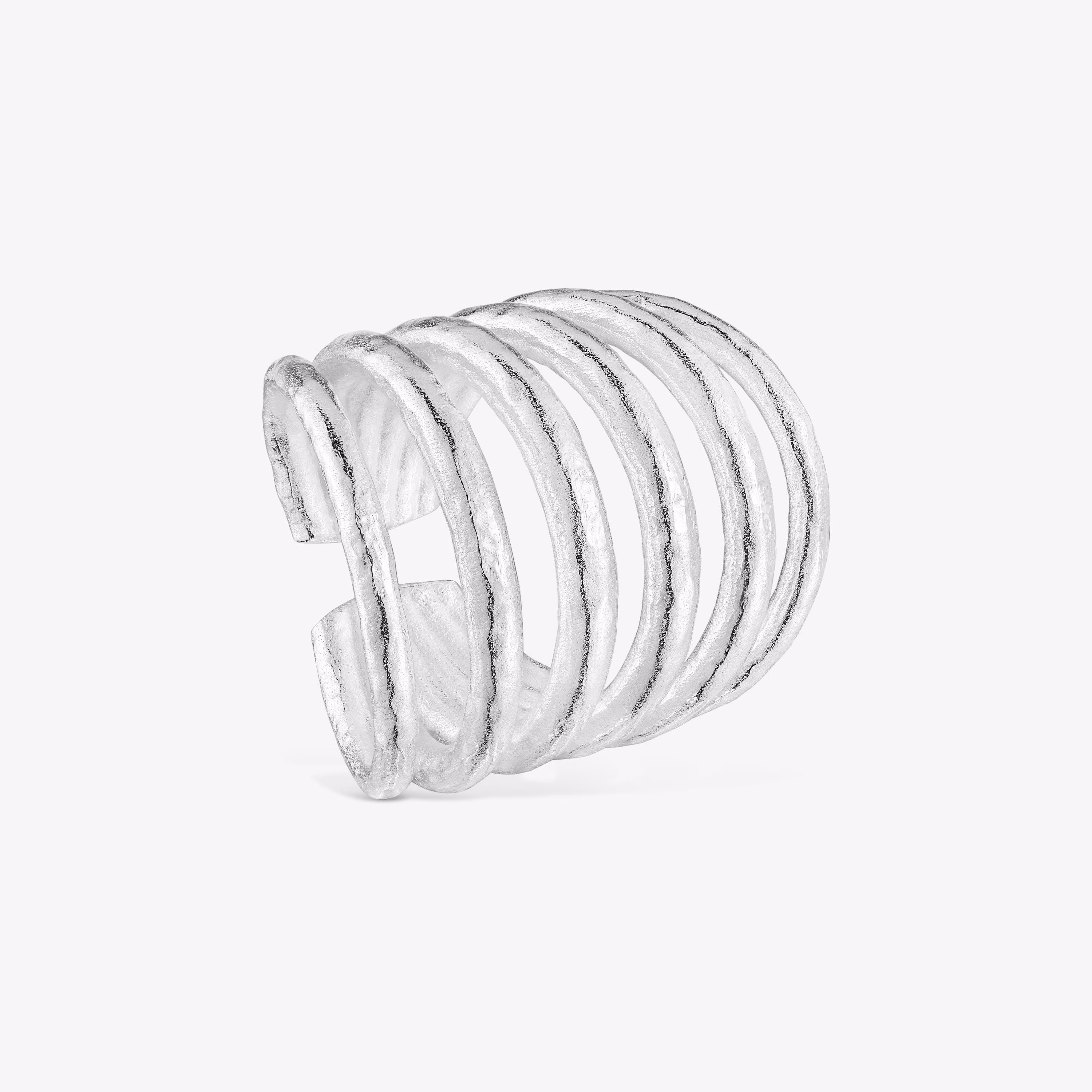Anillo ancho de plata abierto Duna