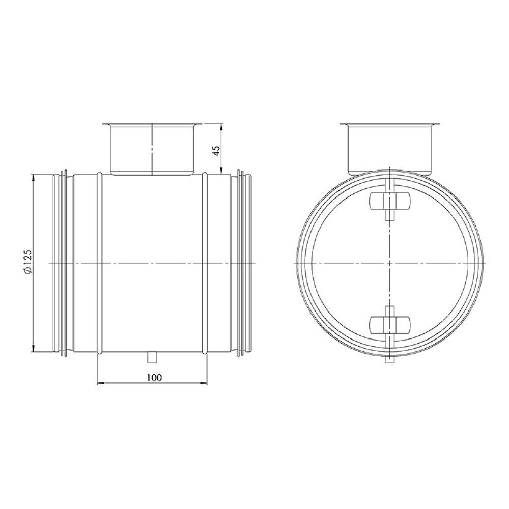 AVSTENGNINGSSPJELD 0-90° Ø125MM