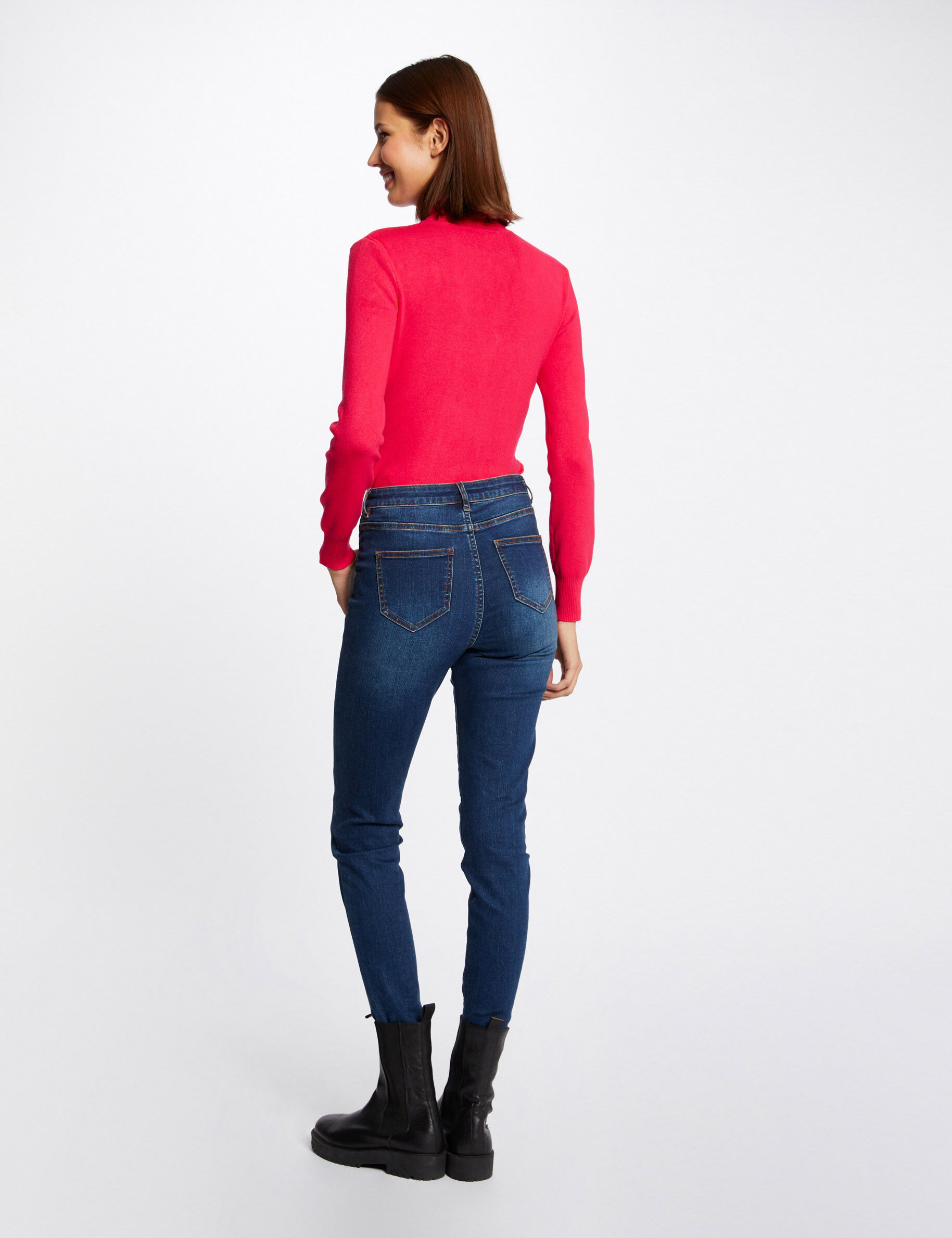Long-Sleeved Jumper With Turtleneck Raspberry Pink Women