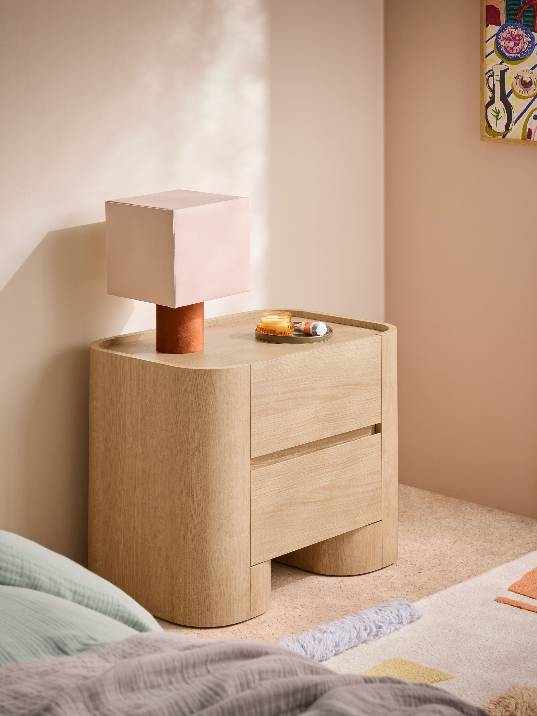 Kain Bedside Table in Light Oak Effect