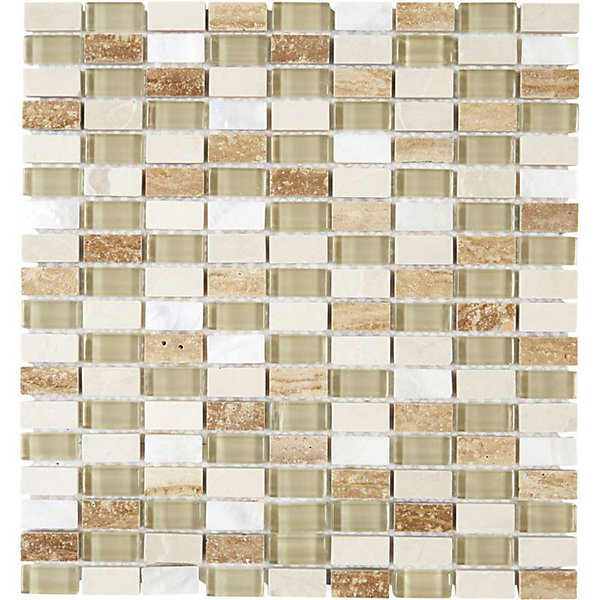 Mosaïque Pierre / Verre - Beige - 1.5 x 3 cm