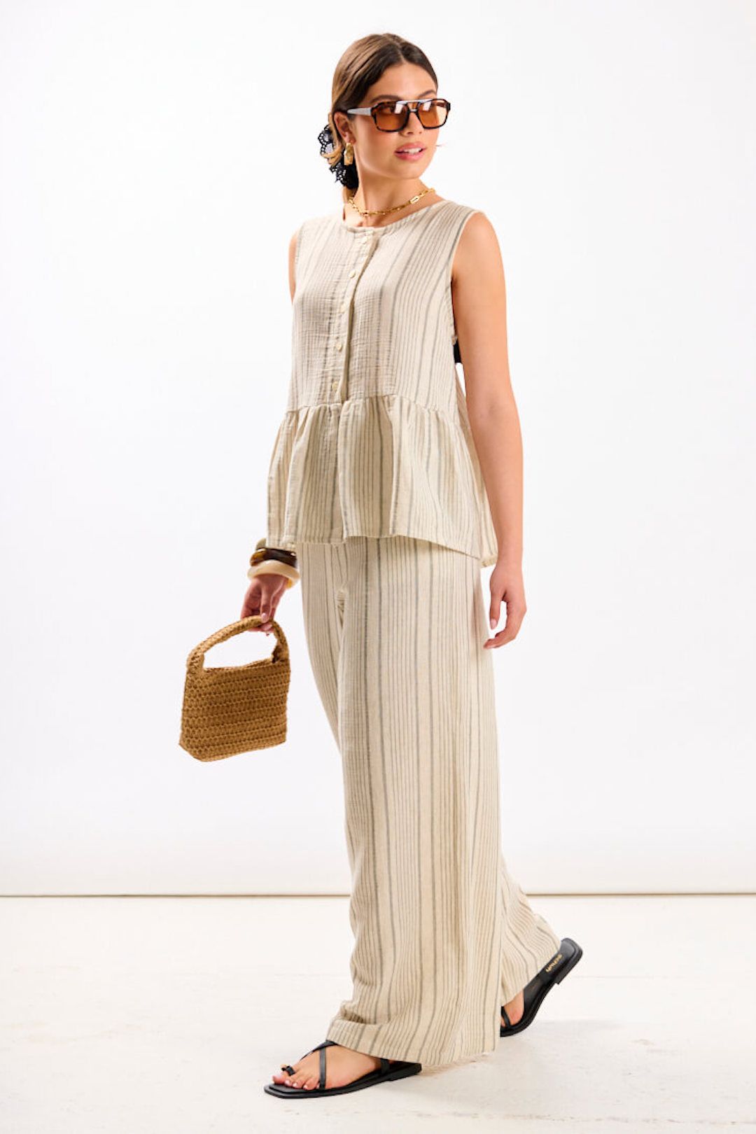 Needs No Label Linen Stripe Trousers