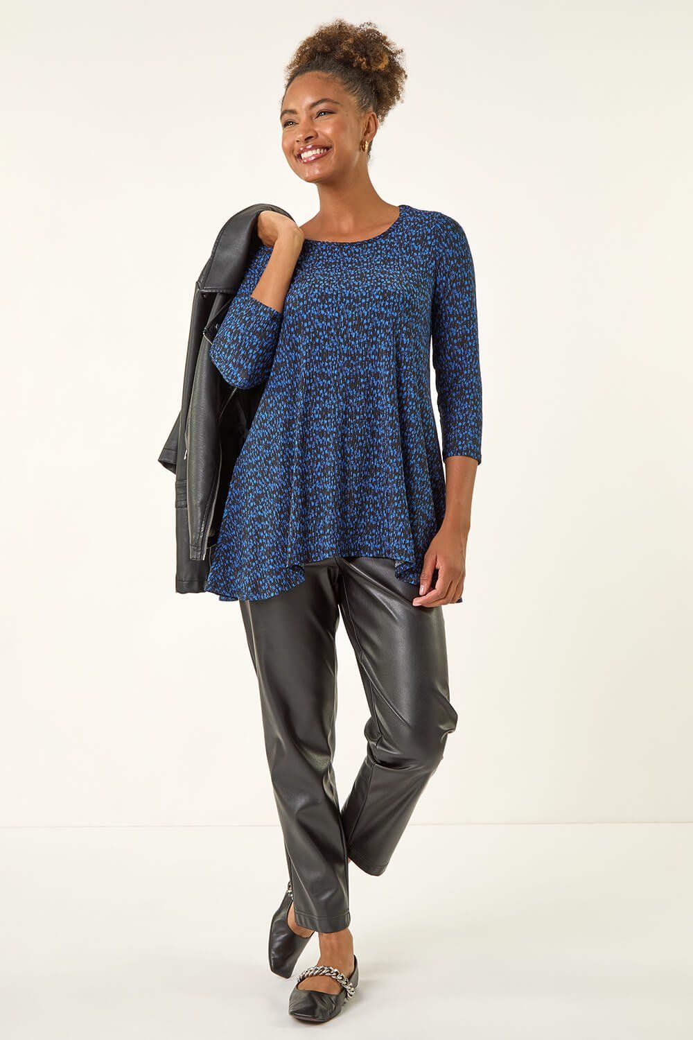Roman Spot Print Tunic Stretch Top