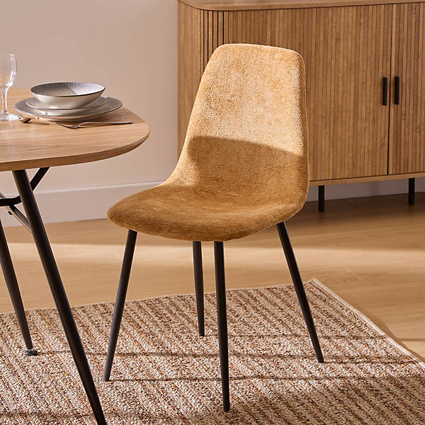 Chaise tissu chenille Tyka ocre Atmosphera
