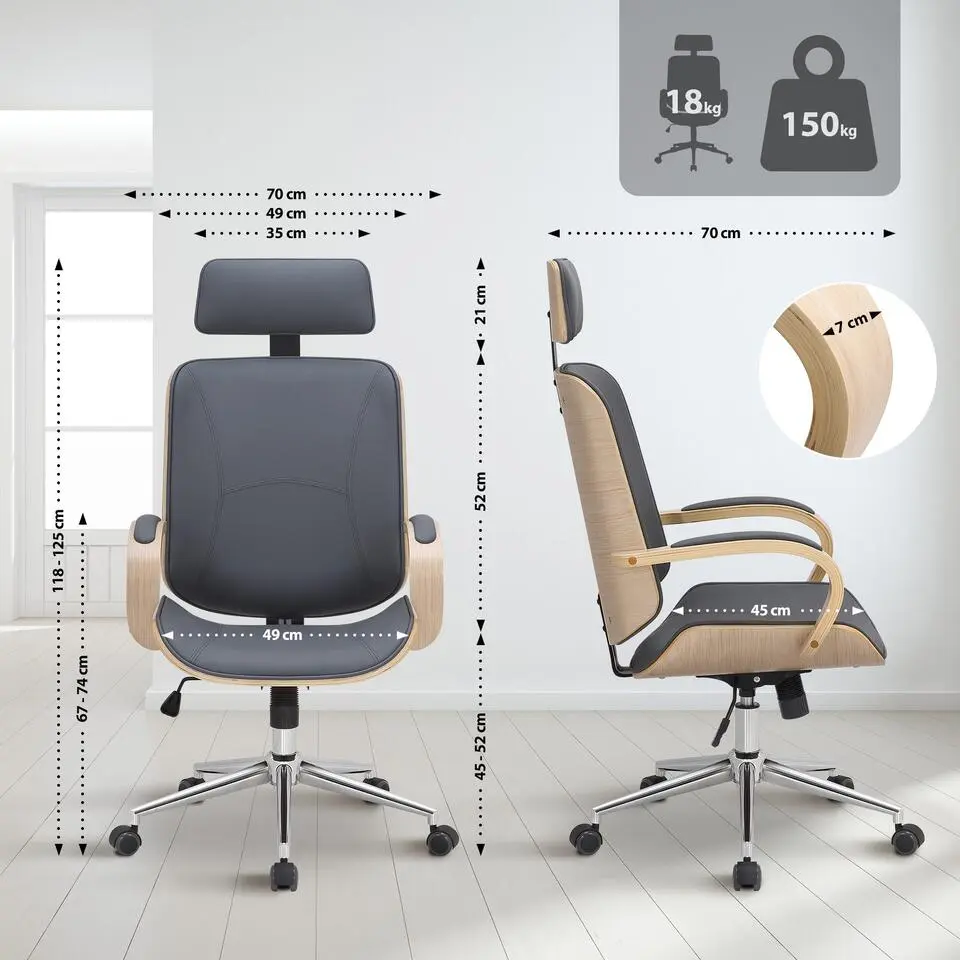 CLP Bureaustoel Dayton chroom Frame - Kunstleer - natura/grijs